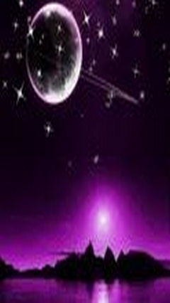 Purple Sky With Stars & Saturn