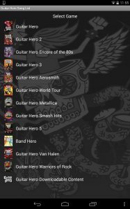 Guitar Hero Song List