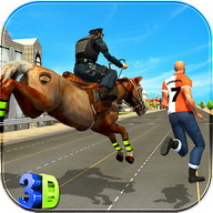 Policía caballo persecución