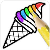 Glitter Ice Cream Coloring For Kids