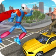 Flying Superhero Laser Robot