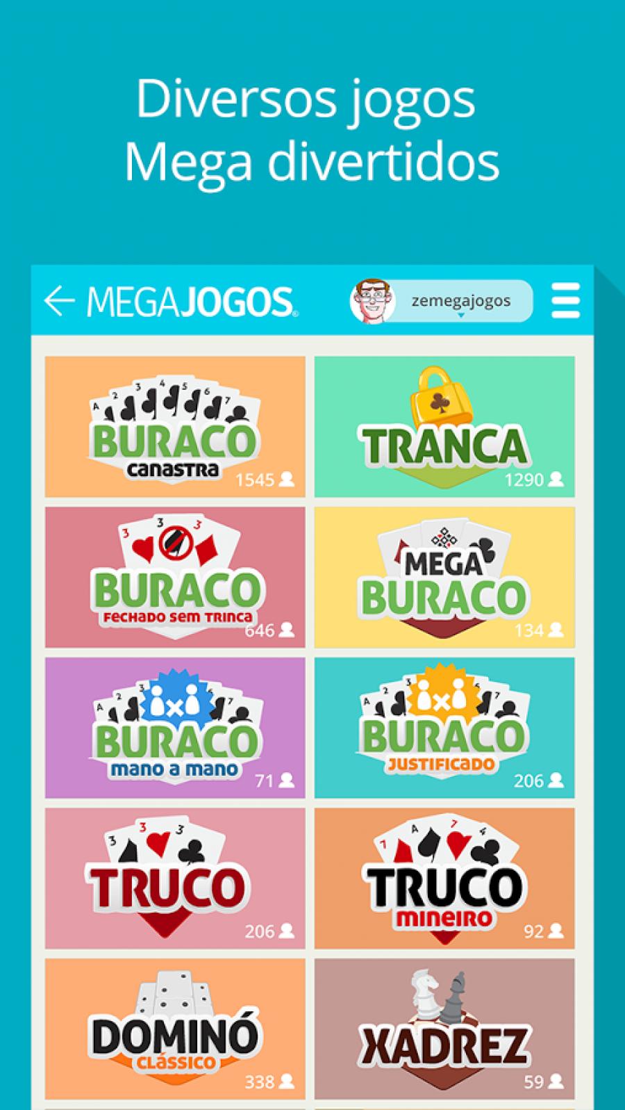 MegaJogos Online - Jogue Buraco, Tranca, Poker, Truco, Dominó