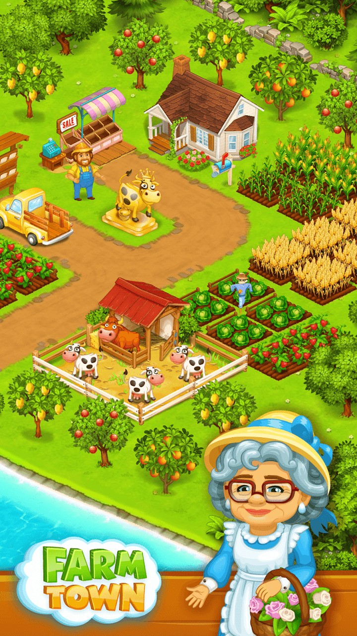 Farm Town: Happy farming Day & food farm game City Android Game APK ...