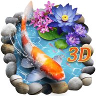 Chủ đề cá koi 3D với hiệu ứng gợn sóng 3D