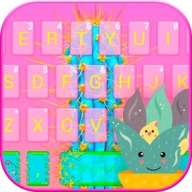 Pink Cartoon Cactus Keyboard T