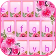 Pink Girly Floral Keyboard The