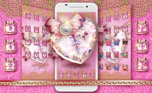 Pink Gold Fancy Theme: Glitter heart wallpaper HD