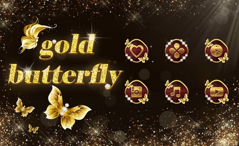 Shining theme: Sparkle Gold Butterfly wallpaper HD