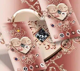 Rose Gold Diamond Heart Luxury Theme