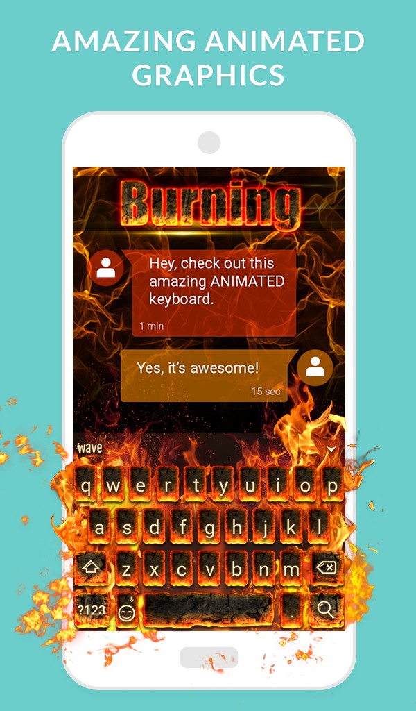 Wave Keyboard Background - Animations, Emojis, GIF