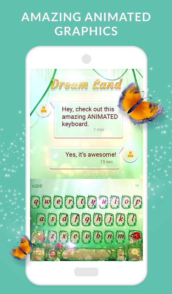 Wave Keyboard Background - Animations, Emojis, GIF