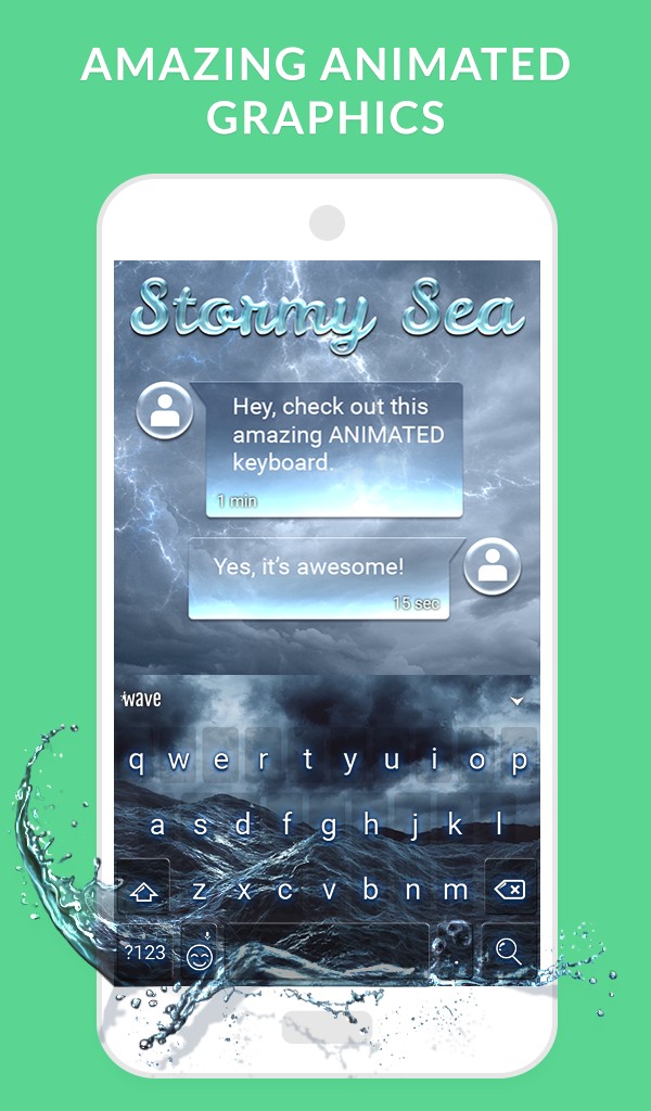 Wave Keyboard Background - Animations, Emojis, GIF