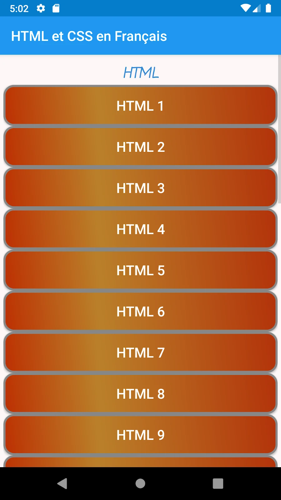HTML & CSS en Français Android Aplicación APK (com.d_salhra.html_et_css ...