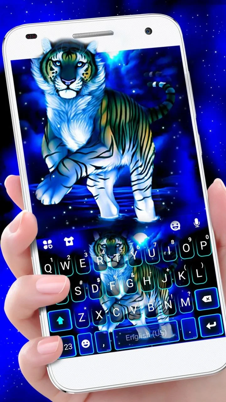 Neon Blue Tiger King Theme Android App APK