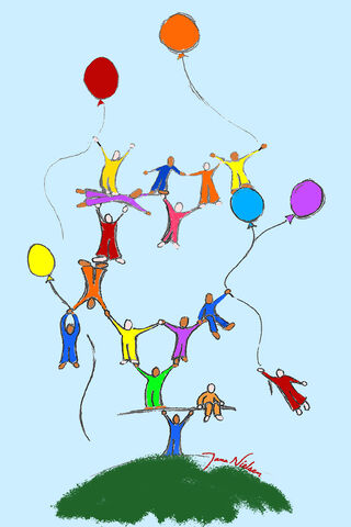 Acrobats With Balloons