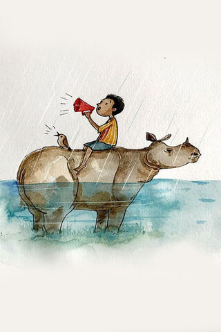 Joyful Moments in the Rain 🌧️🐂
