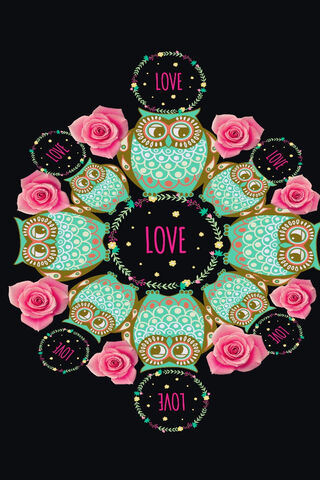 Whimsical Love Mandala 🌸🦉