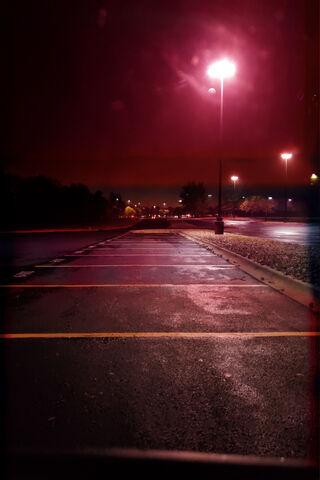 Neon Nightscape: The Enigmatic Parking Lot