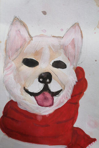 Joyful Akita Inu in a Cozy Scarf 🐾❤️