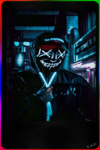 Neon Shadows: The Masked Vigilante