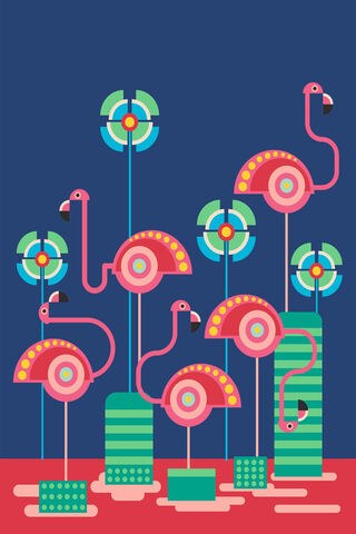Flamingo Fiesta: A Colorful Geometry Celebration! 🎉