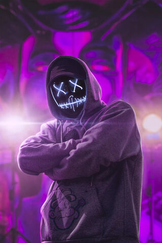 Neon Shadows: The Masked Performer