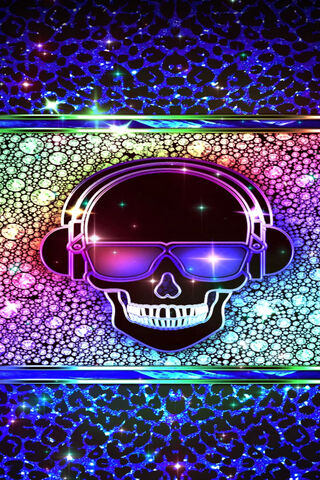 Vibrant Beats: The Diamond Rainbow Skull
