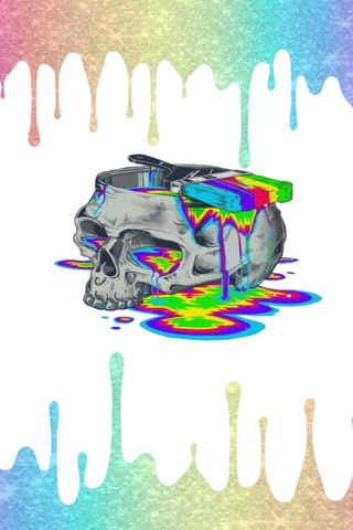 Psychedelic Drips: A Skull's Colorful Transformation