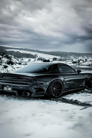 Winter's Shadow: The RX-7 in Black