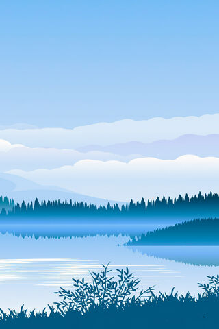 Serene Reflections: A Vector Landscape