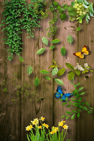 Nature's Embrace on a Wooden Canvas 🌿🦋