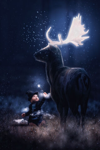 Enchanted Encounter: The Baby Wizard and the Mystical Stag