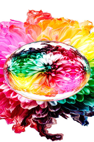 Vibrant Petals in a Crystal Sphere 🌈✨