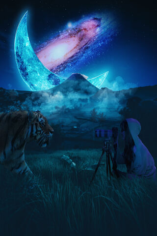 Celestial Safari: A Night of Wonders 🌌🐅
