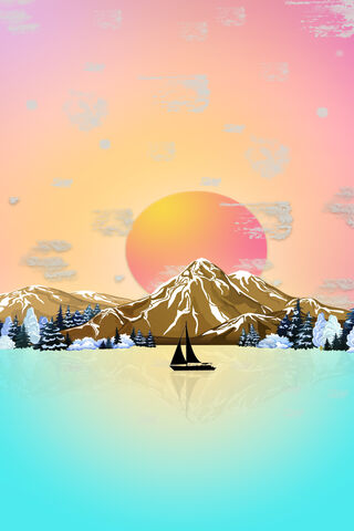 Serene Sunset Over Tranquil Waters 🌅⛵