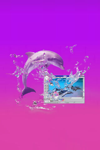 Neon Waves: The Retro Dolphin Dive 🌊✨