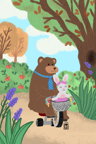 Joyful Adventures: Bear and Rabbit's Day Out! 🐻🚲