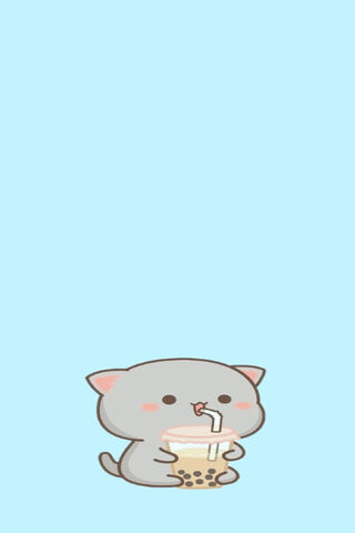 Cute Kawii Boba Cat Wallpaper - Download to your mobile from PHONEKY