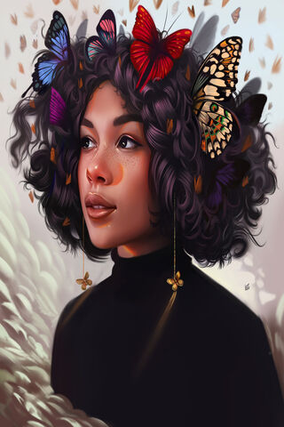 Whimsical Curls and Colorful Wings 🦋✨