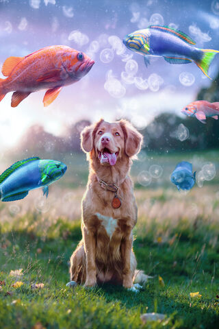 DOG WITH Fishes