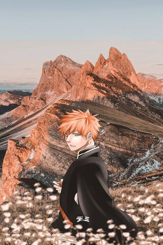 Ichigo Kurosaki: The Soul Reaper in Nature's Embrace 🌄✨