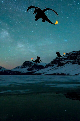 Charizard's Fiery Flight Over Frosty Peaks 🔥❄️