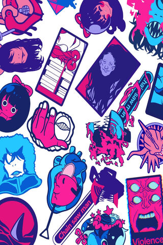 Chainsaw Man Vibes: A Colorful Collage of Chaos! 🎨🪚