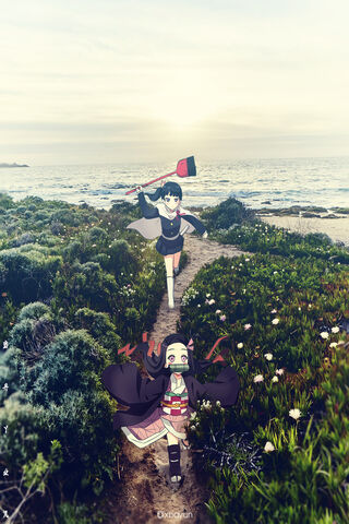 Nezuko's Coastal Adventure 🌊✨