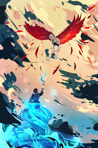 Epic Clash: Dabi vs. Hawks in the Skies! 🌌🔥