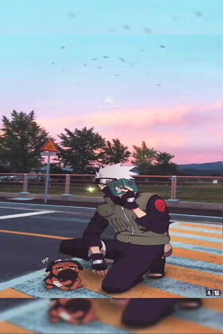 Kakashi's Playful Moment 🌅🐶