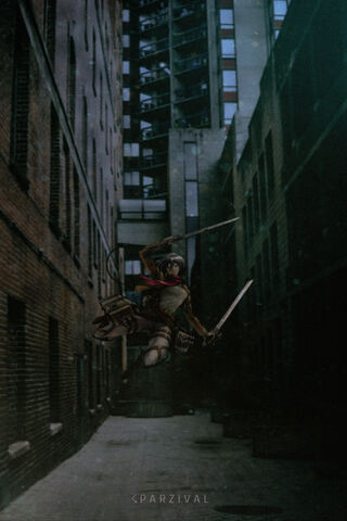 Mikasa's Urban Leap: A Titan's Guardian