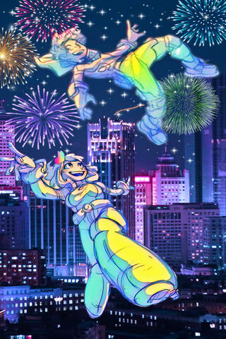 Celebration of Heroes: Deku and Ochako Under the Stars! 🎆✨