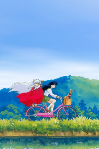 Adventure Awaits: Inuyasha and Kagome's Joyride 🚴 🌸