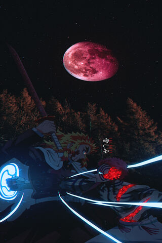 Moonlit Duel: The Flame Hashira's Stand 🌙🔥